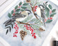 Original Gouache Painting - Two Winter Chickadees