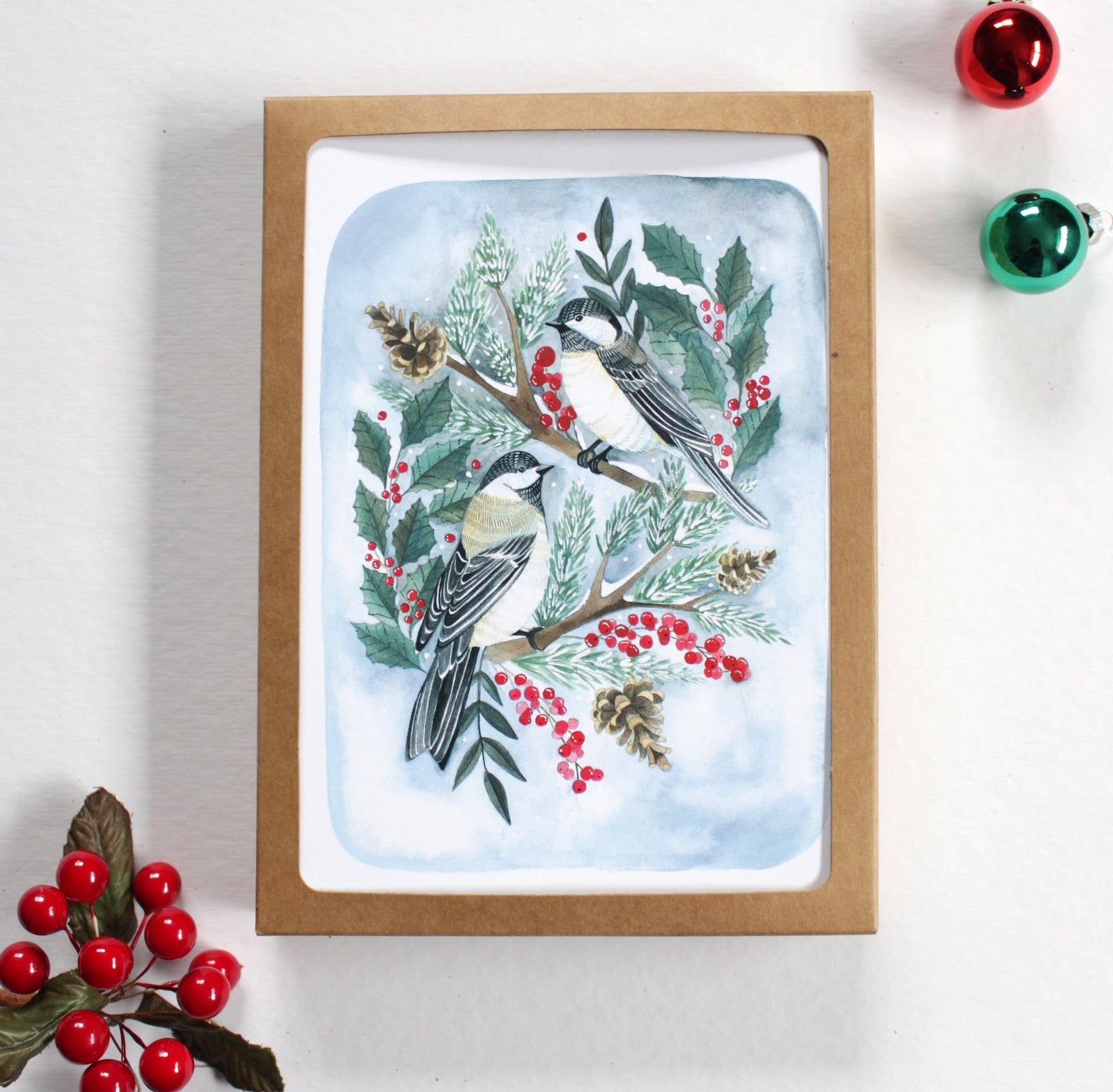 Set of Five Chickadee Holiday Cards