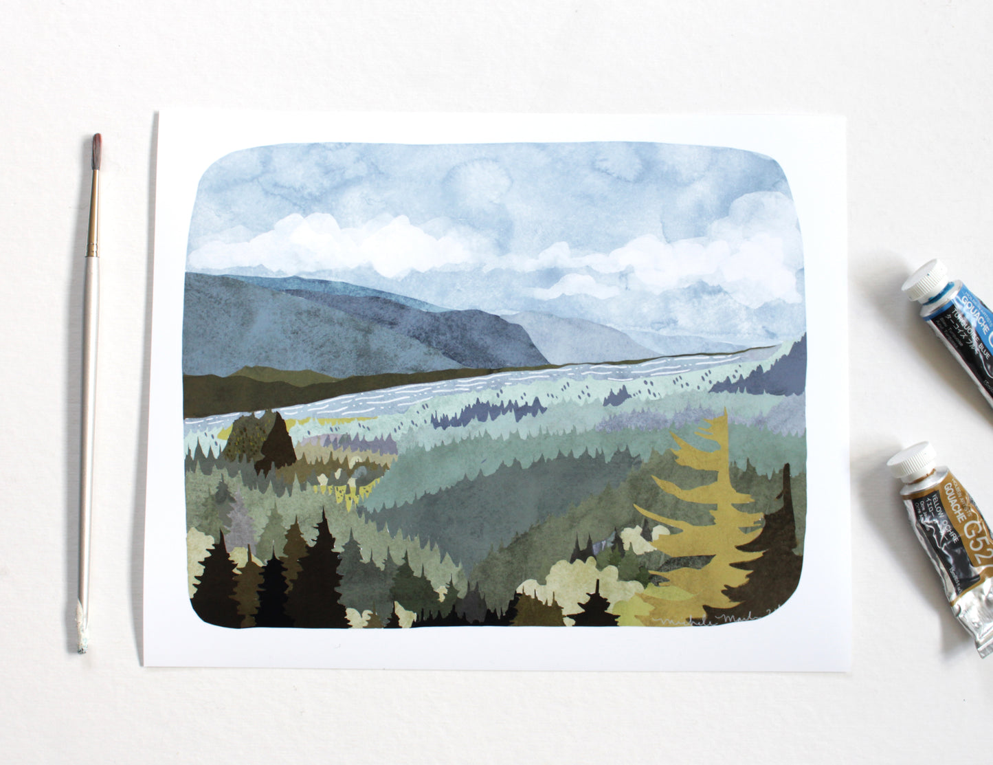 Columbia River Gorge 8x10 Illustration Art Print
