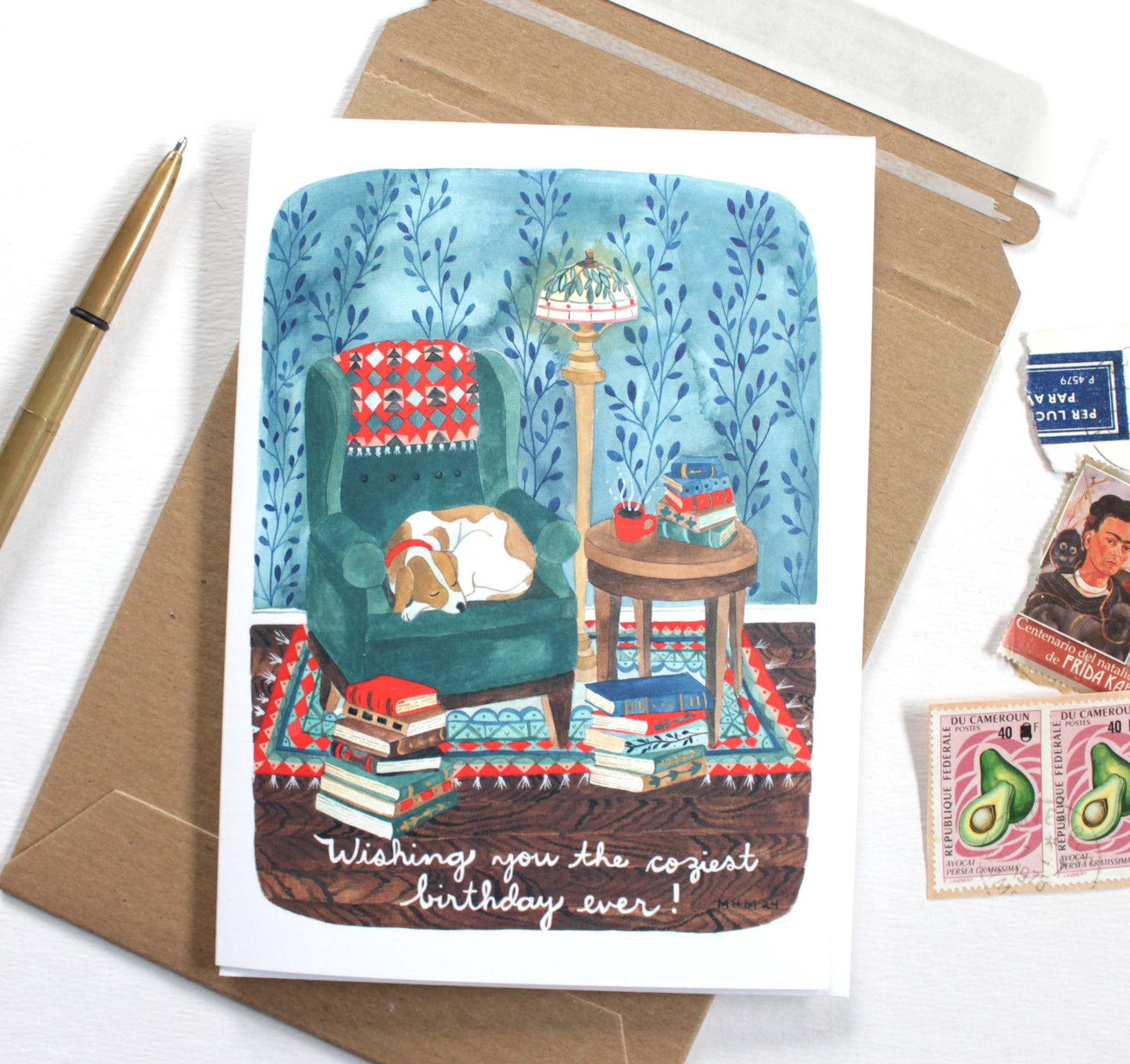 Cozy Birthday Greeting Card for an Avid Reader