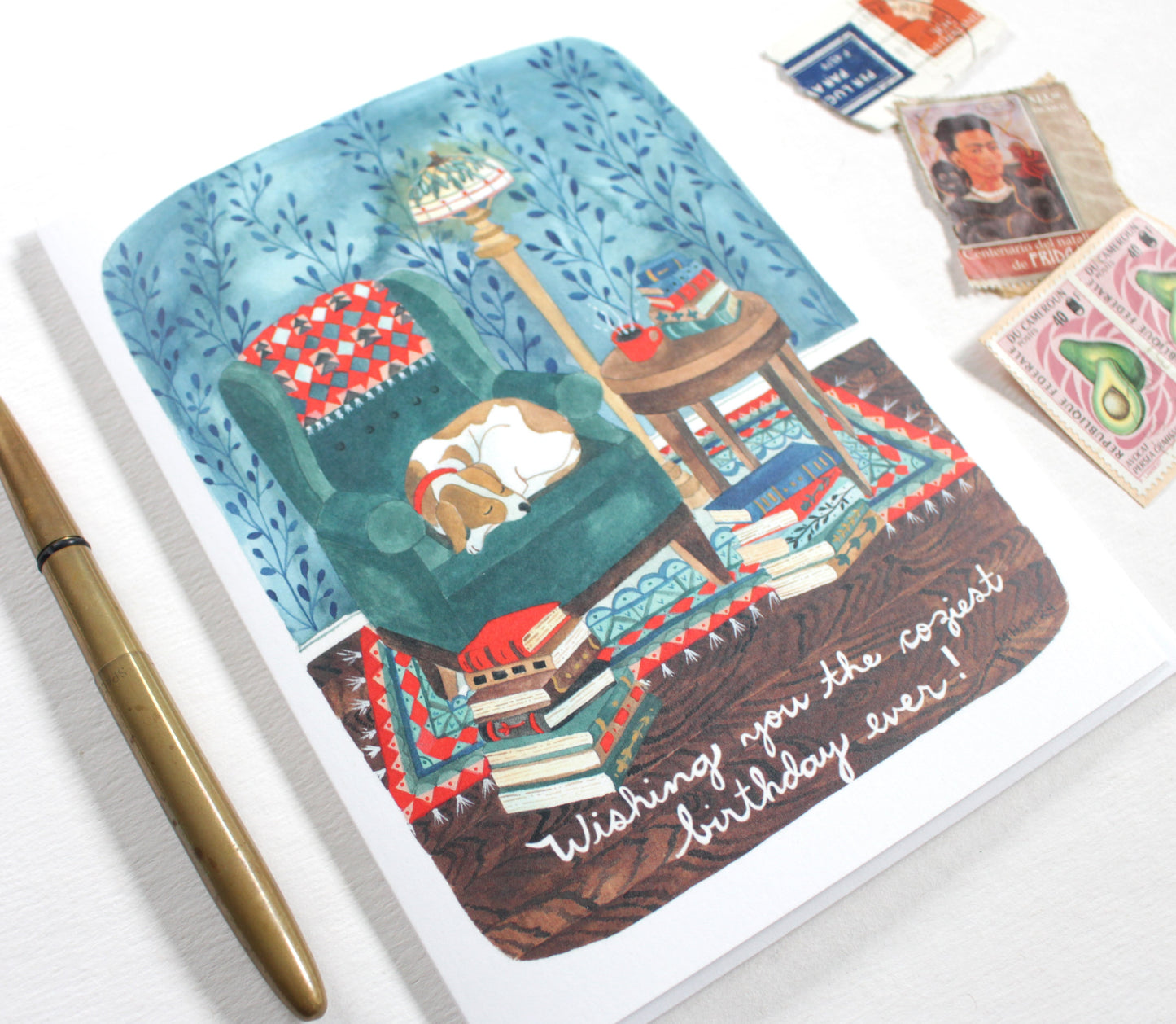 Cozy Birthday Greeting Card for an Avid Reader