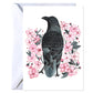 Crow and Cherry Blossoms Greeting Card - Spring Note Card