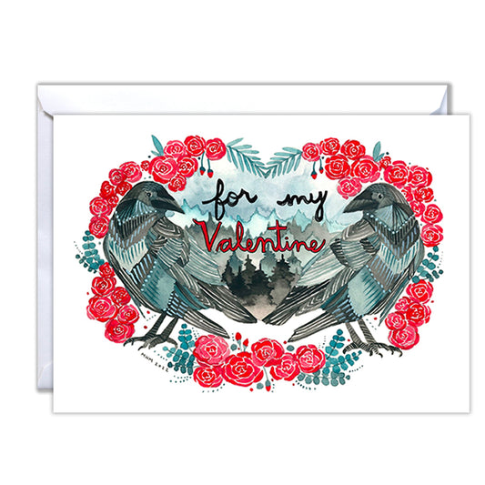 Two Crows Illustrated Valentine's Day Card