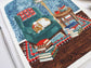 Illustration Art Print of a Cozy Library Dog 8x10"