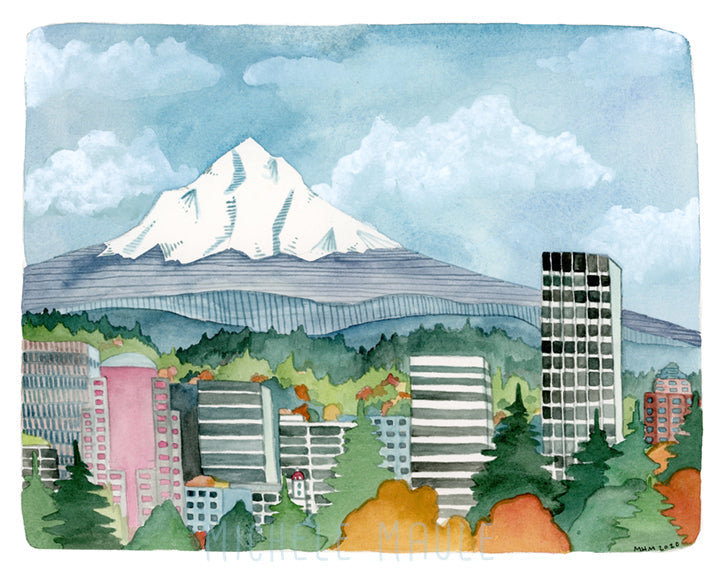 Portland, Oregon Cityscape Print - Artwork for Walls and Decor