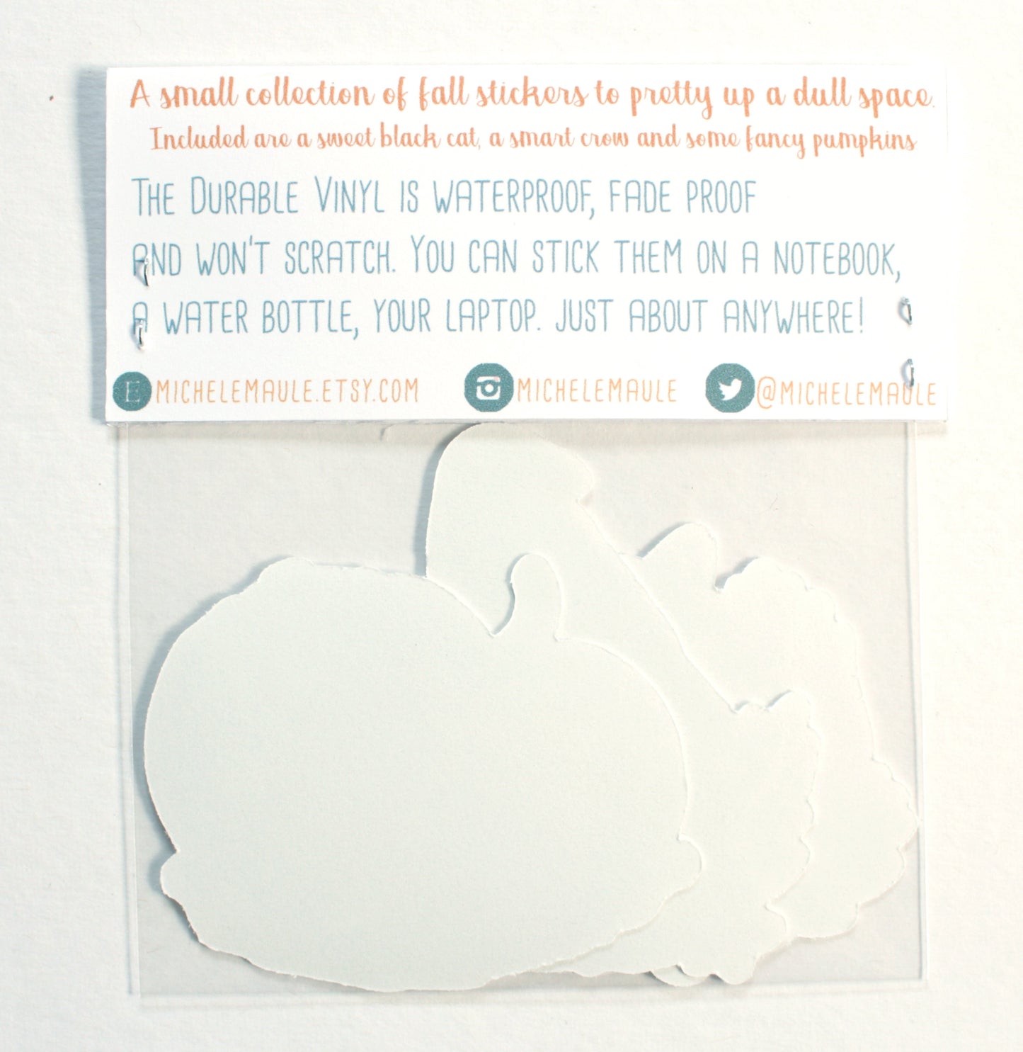 Set of Three Autumn Halloween Vinyl Stickers