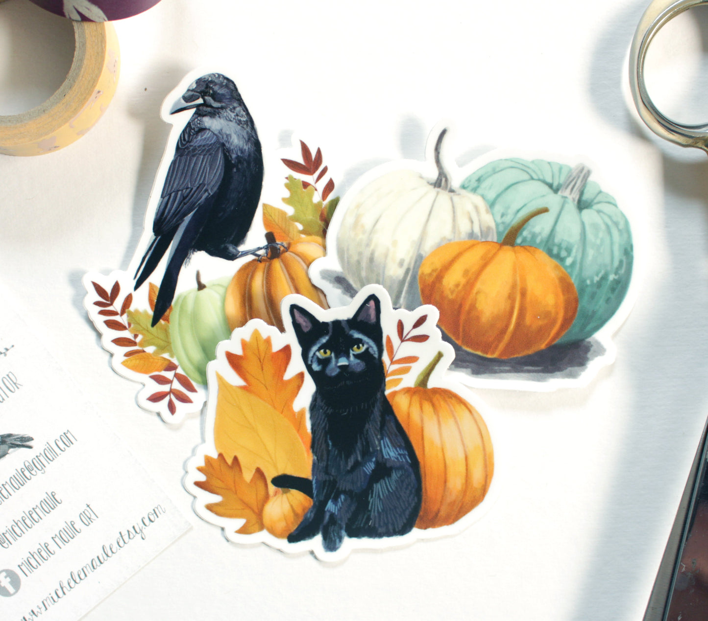 Set of Three Autumn Halloween Vinyl Stickers