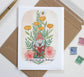 Illustrated Blank Birthday Card for an Avid Reader - Gnome Reading in the Garden