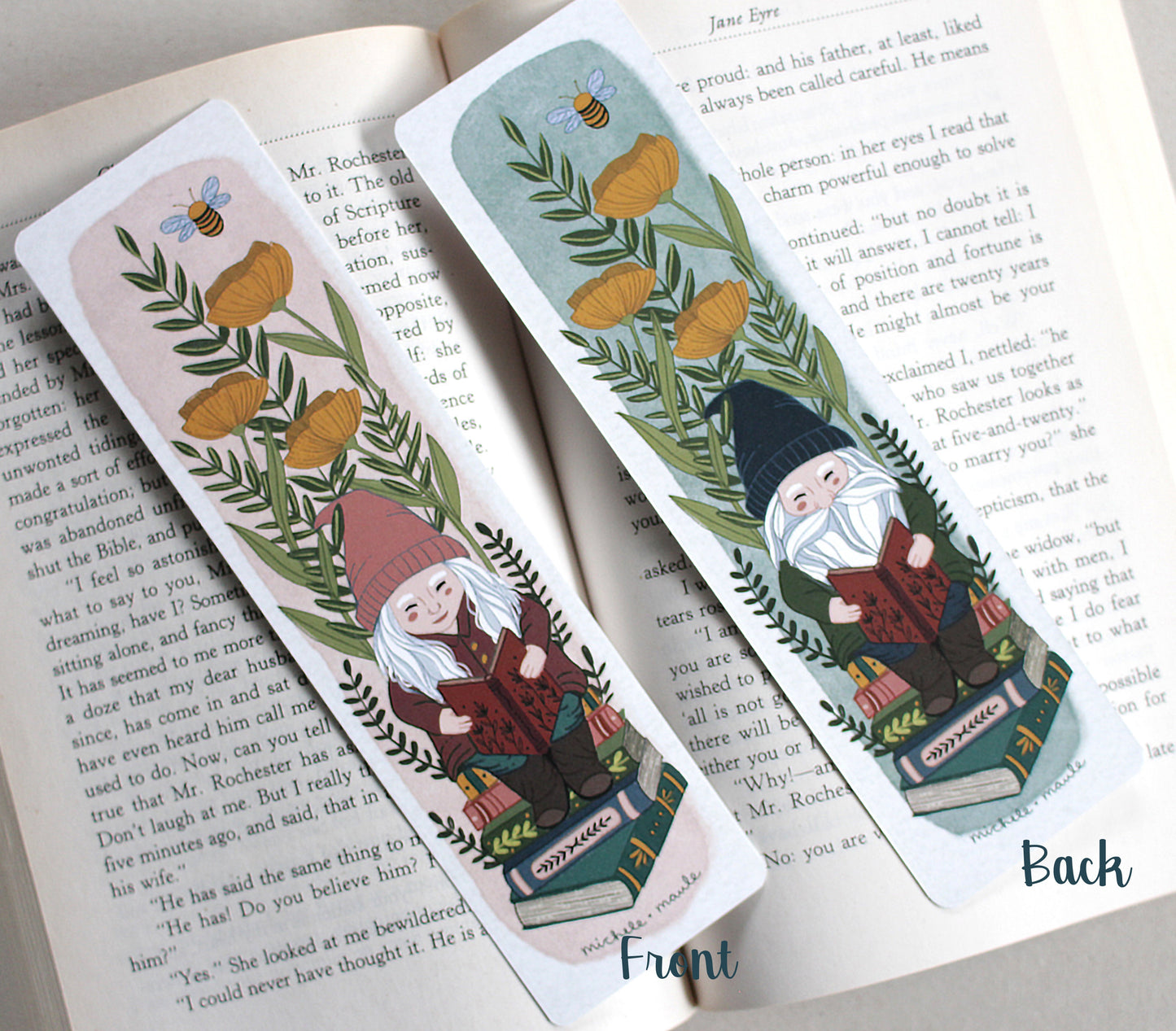 Set of Four Hand Illustrated Garden Bookmarks