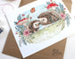 Garden Hedgehog Hand Illustrated Art Print 8x10"