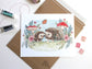 Garden Hedgehog Hand Illustrated Art Print 8x10"