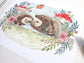 Garden Hedgehog Hand Illustrated Art Print 8x10"