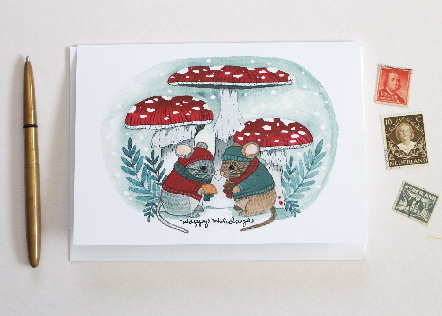 Sweet Holiday Mouse Card - For Sending Christmas Cheer