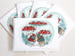 Set of Five Blank  Holiday Cards - Happy Holiday Mice