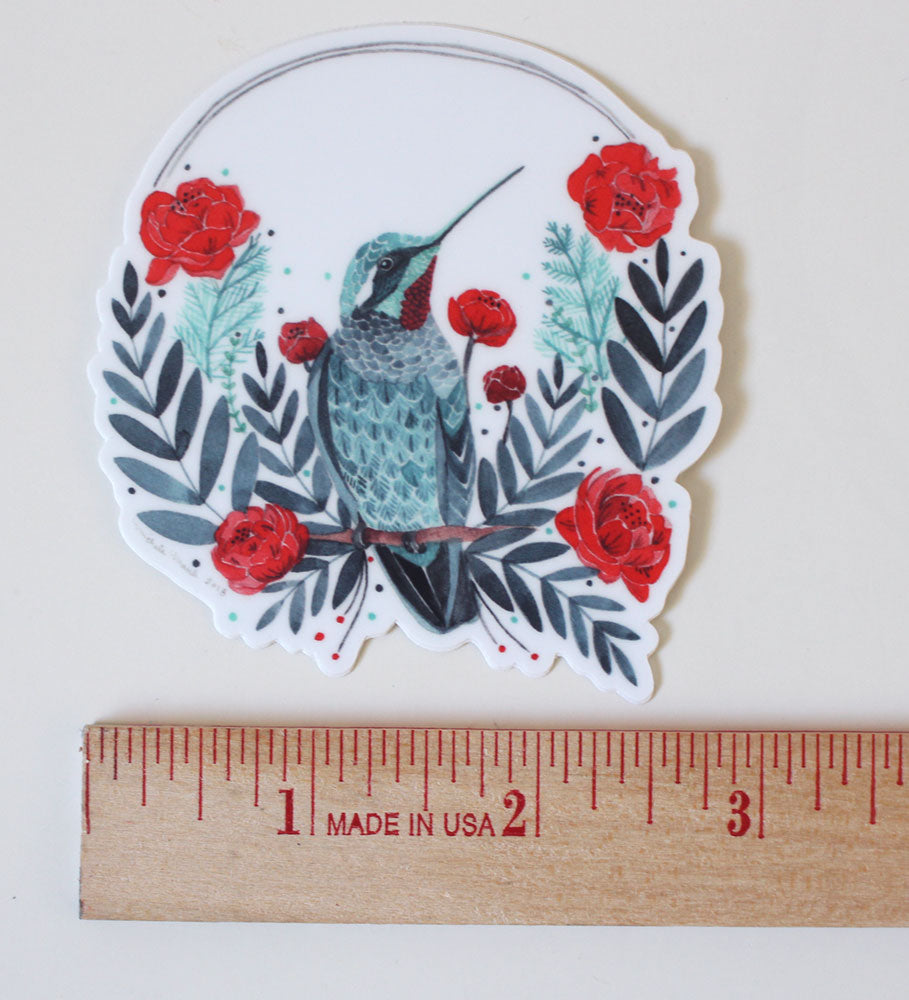 Illustrated Vinyl Sticker - Hummingbird