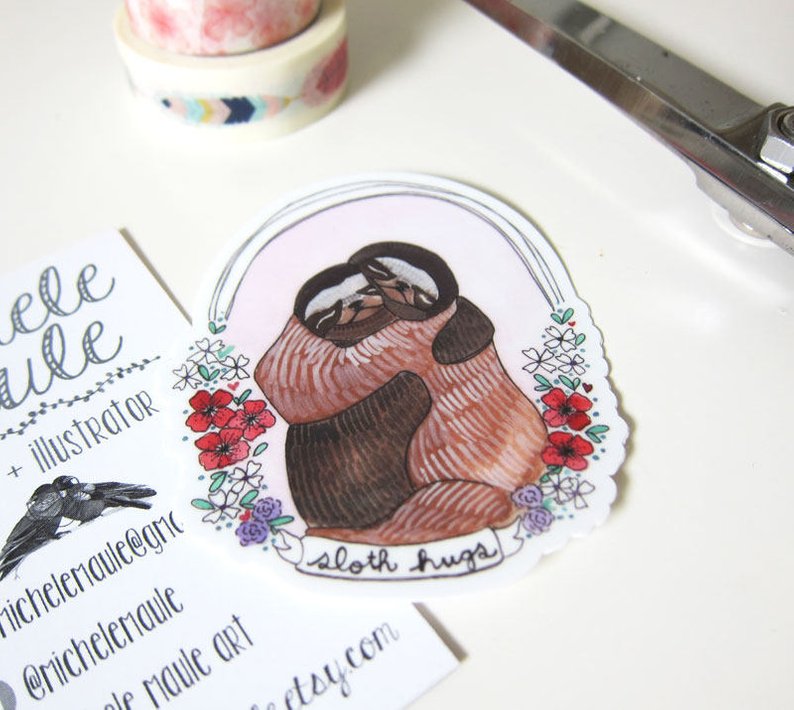 Sloth Hugs Vinyl Sticker