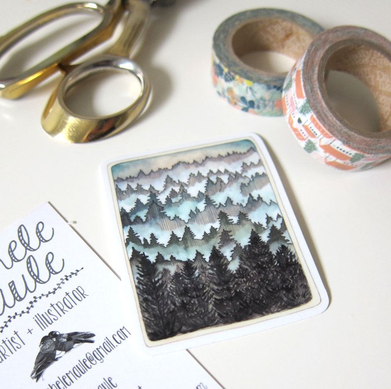 Forest Vinyl Sticker - Misty Northwest Forest