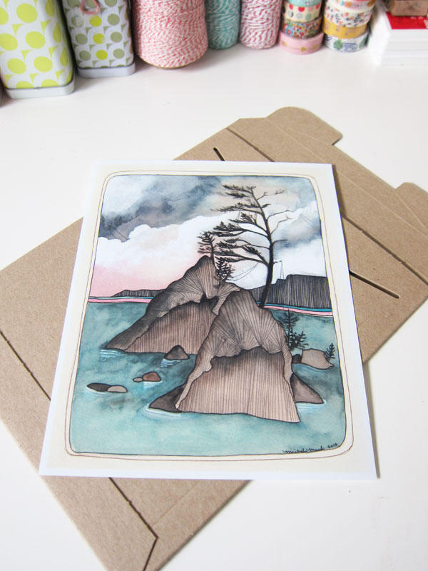 Hand Painted 8x10 Illustration Print of the Three Graces on the Oregon Coast