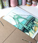 Portland Oregon St Johns Bridge Hand Illustrated Art Print