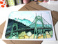 Portland Oregon St Johns Bridge Hand Illustrated Art Print