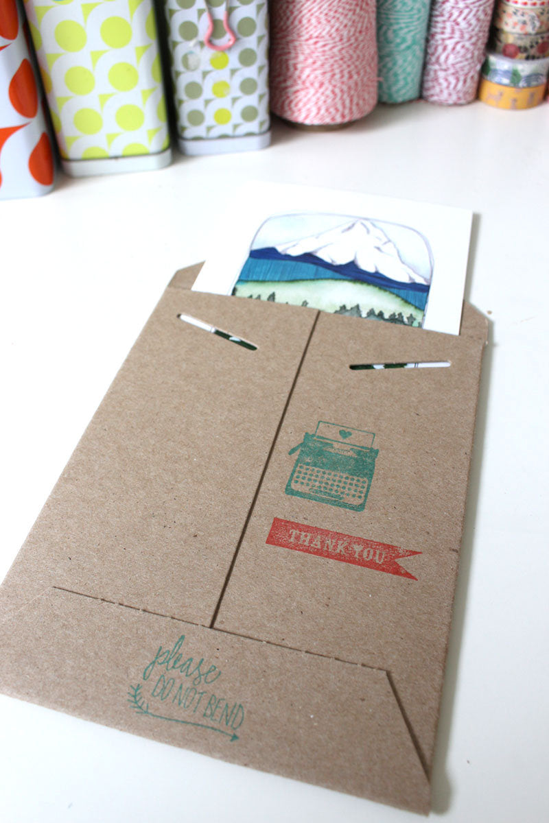 Hand Drawn, Hand Painted, Oregon Greeting Card: Mt Hood View