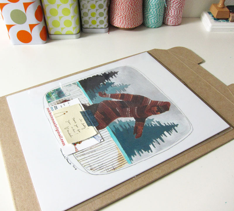 Pacific Northwest Sasquatch Illustration Art Print - 8x10" Print