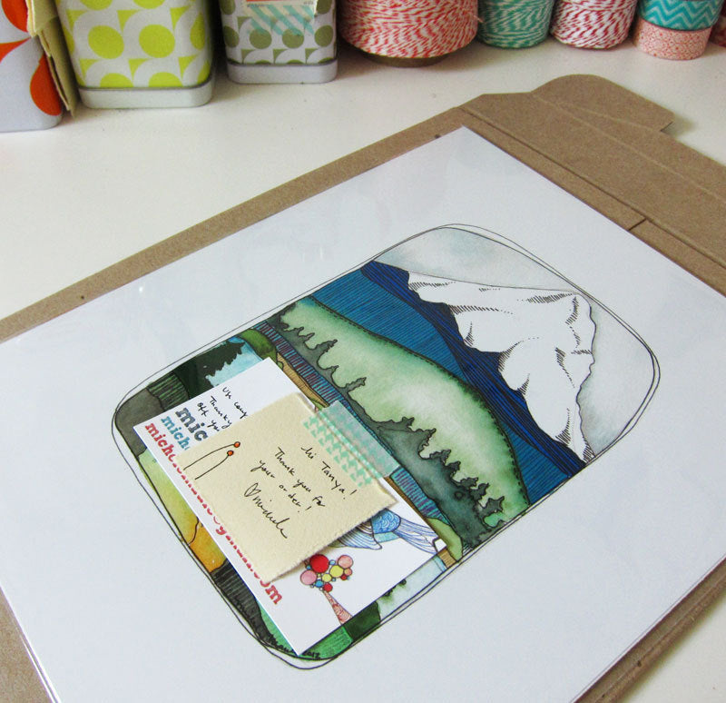 Mt Hood Oregon Illustrated 8x10" Art Print