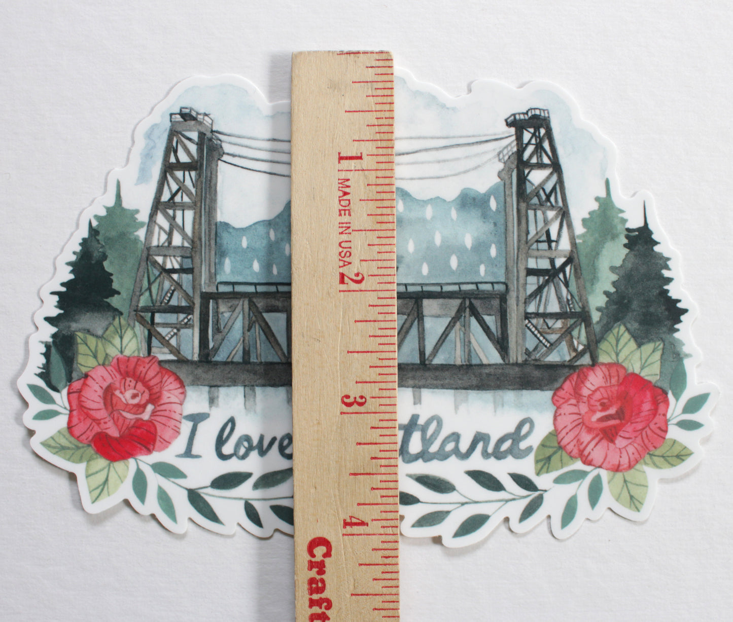 Large Hand Illustrated Vinyl Sticker - I Love Portland