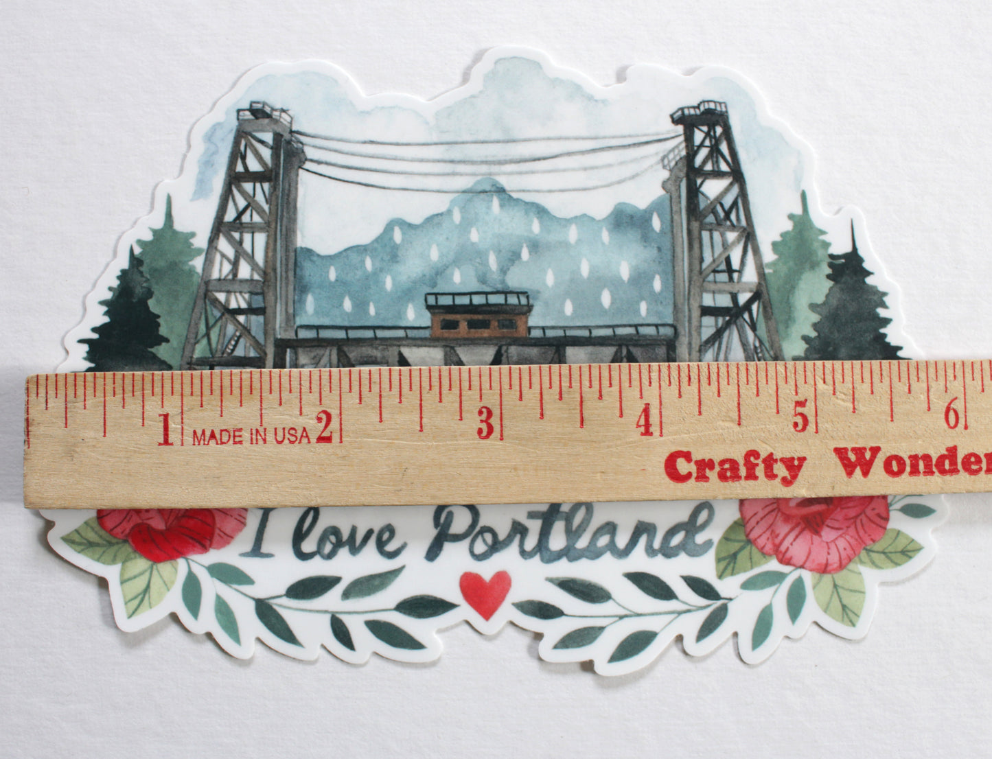 Large Hand Illustrated Vinyl Sticker - I Love Portland