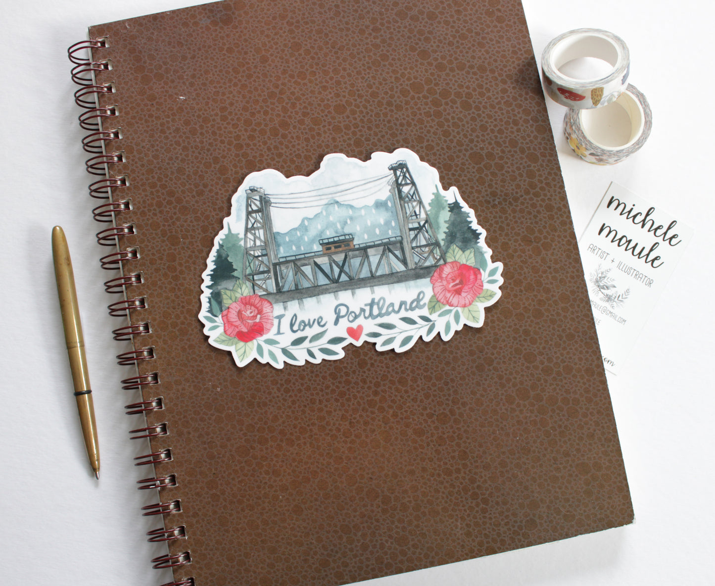 Large Hand Illustrated Vinyl Sticker - I Love Portland