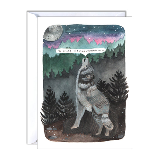 Lonely Wolf 'I Miss You' Greeting Card