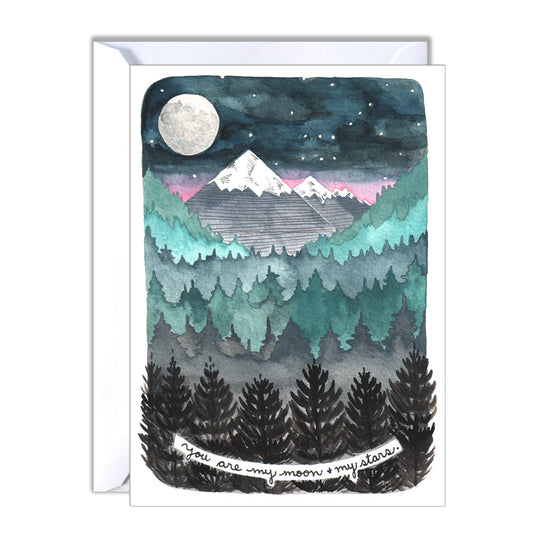 You Are My Moon and My Stars Illustrated Anniversary Blank Card