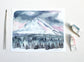 Mountain Illustration Art Print - Mt Hood in Pinks and Blues