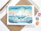 Hand Drawn, Hand Painted, Father's Day Card with Mt Hood View