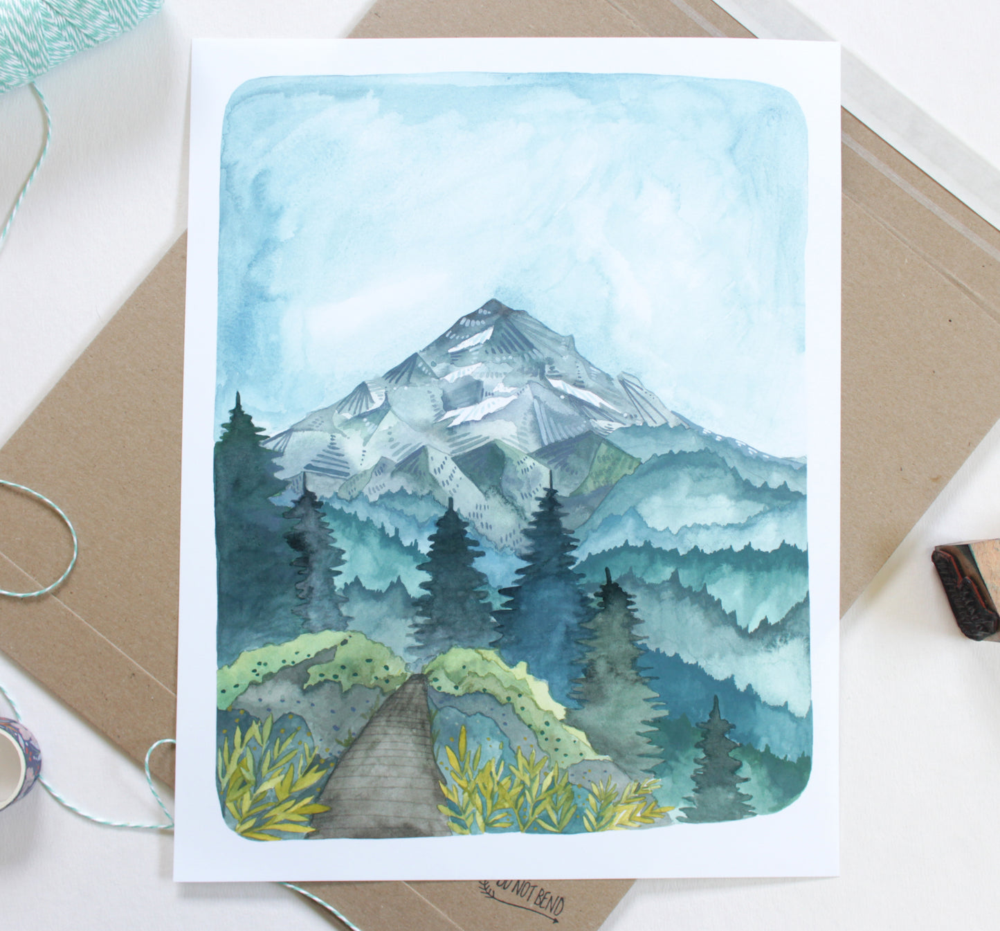 Mt Hood Illustrated Art Print 11x14"