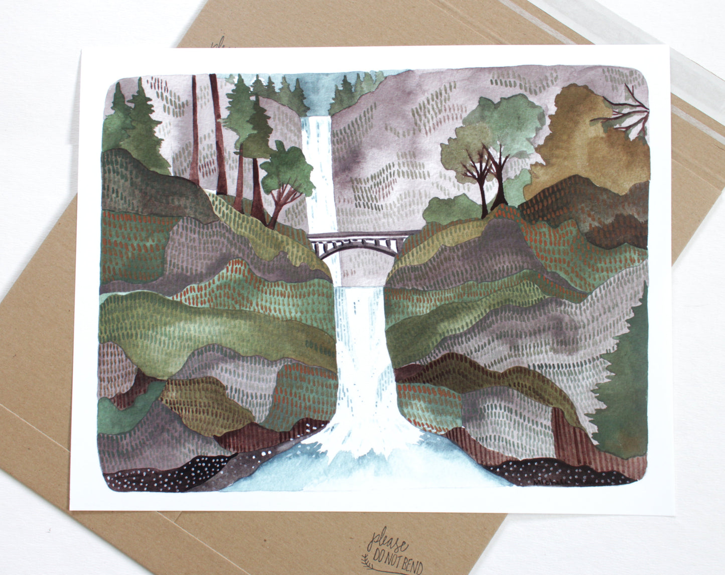 11x14 Waterfall Art Print for Nature Lovers - Multnomah Falls