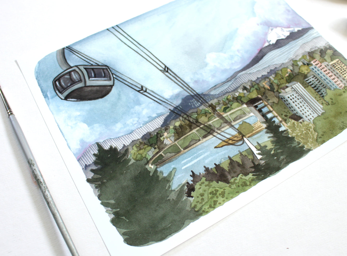 Hand Drawn Portland Oregon Souvenir - Illustrated OHSU Tram Design