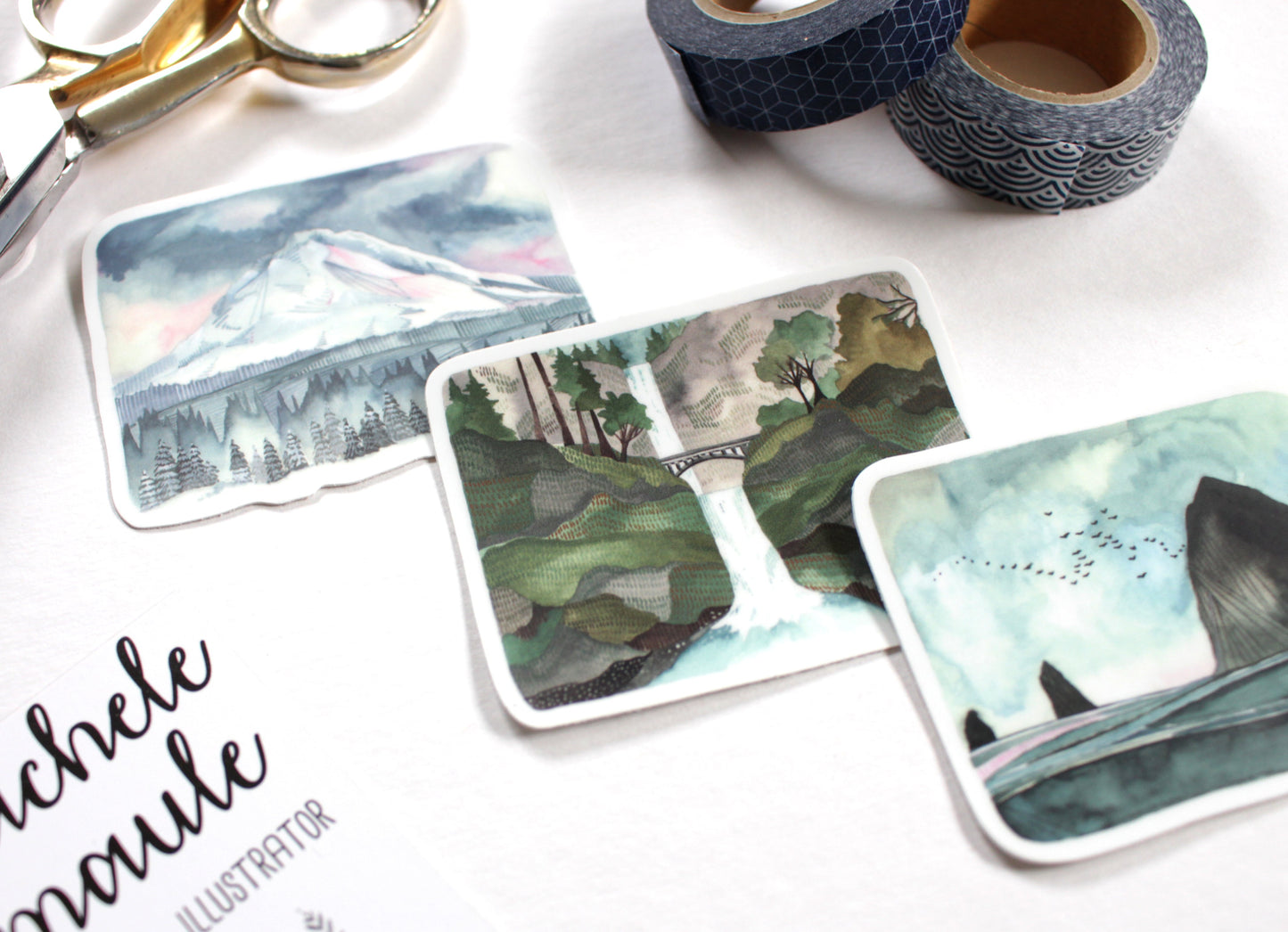 Set of Three Oregon Landmark Vinyl Stickers