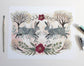 Two Spring Rabbits with Hellebore and Blooming Trees