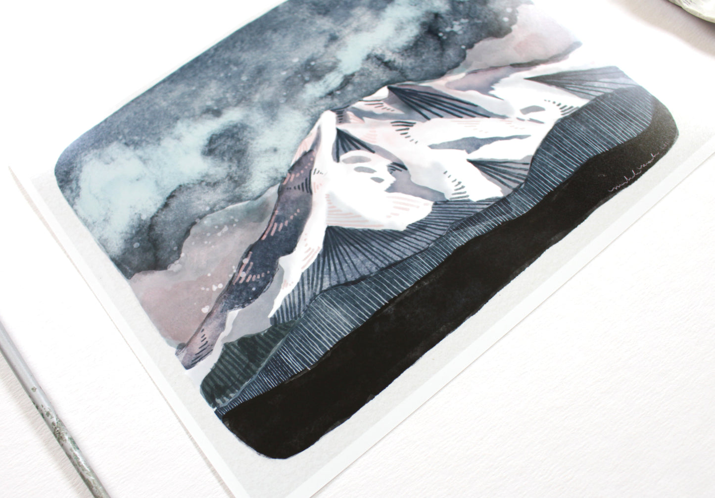 Washington State Illustrated Art Print - Mt Rainier 8x10" Print