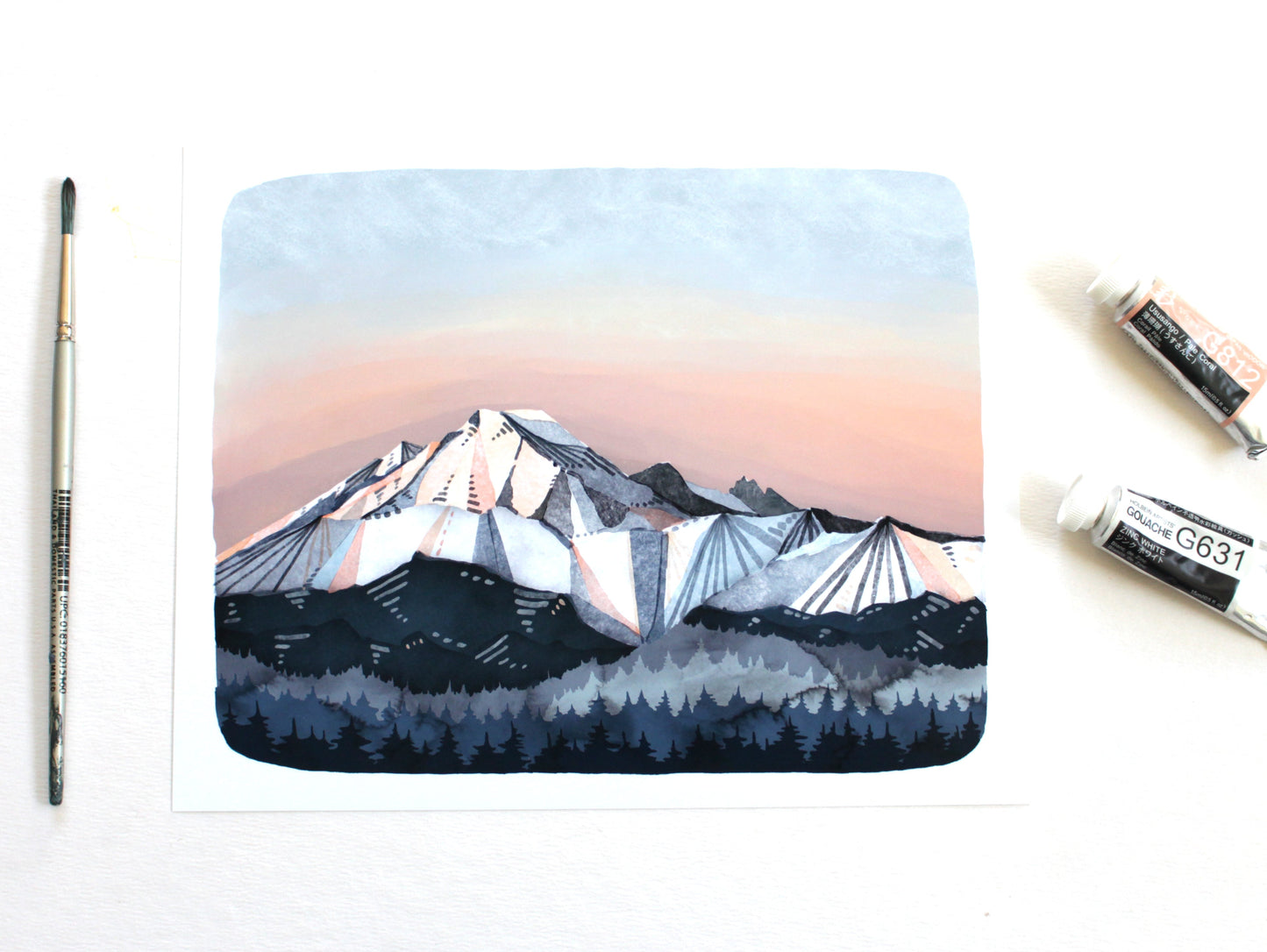 Seattle Washington Illustration Art - Mt Rainier 8x10 Print
