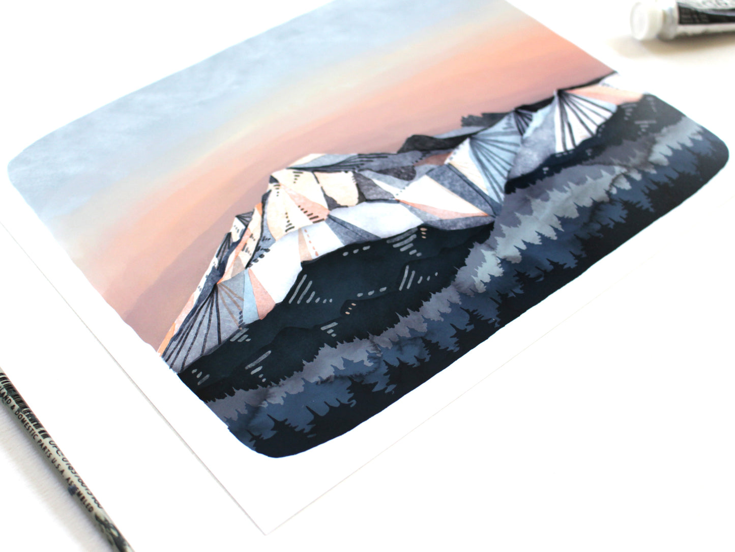 Seattle Washington Illustration Art - Mt Rainier 8x10 Print