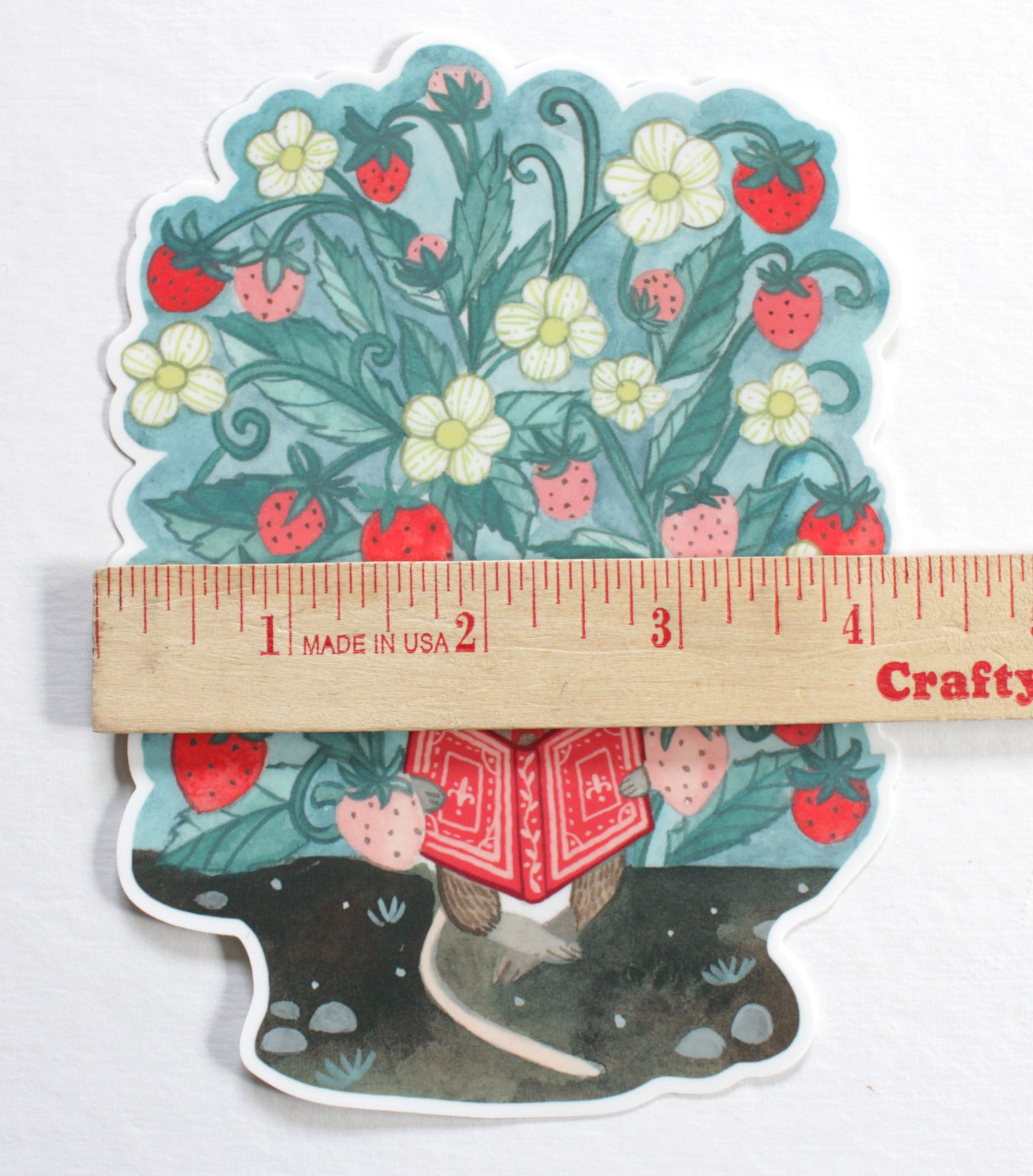 Large Vinyl Sticker - Little Mouse Reading in Her Garden
