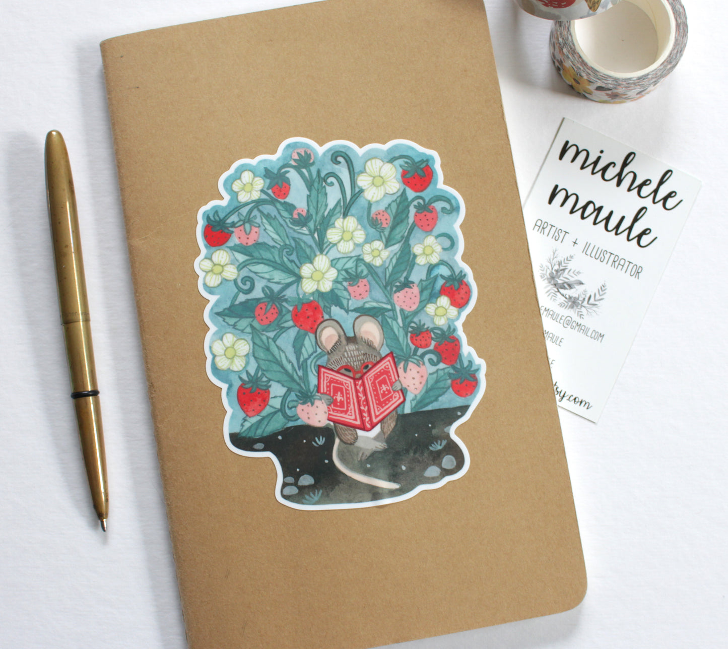 Large Vinyl Sticker - Little Mouse Reading in Her Garden