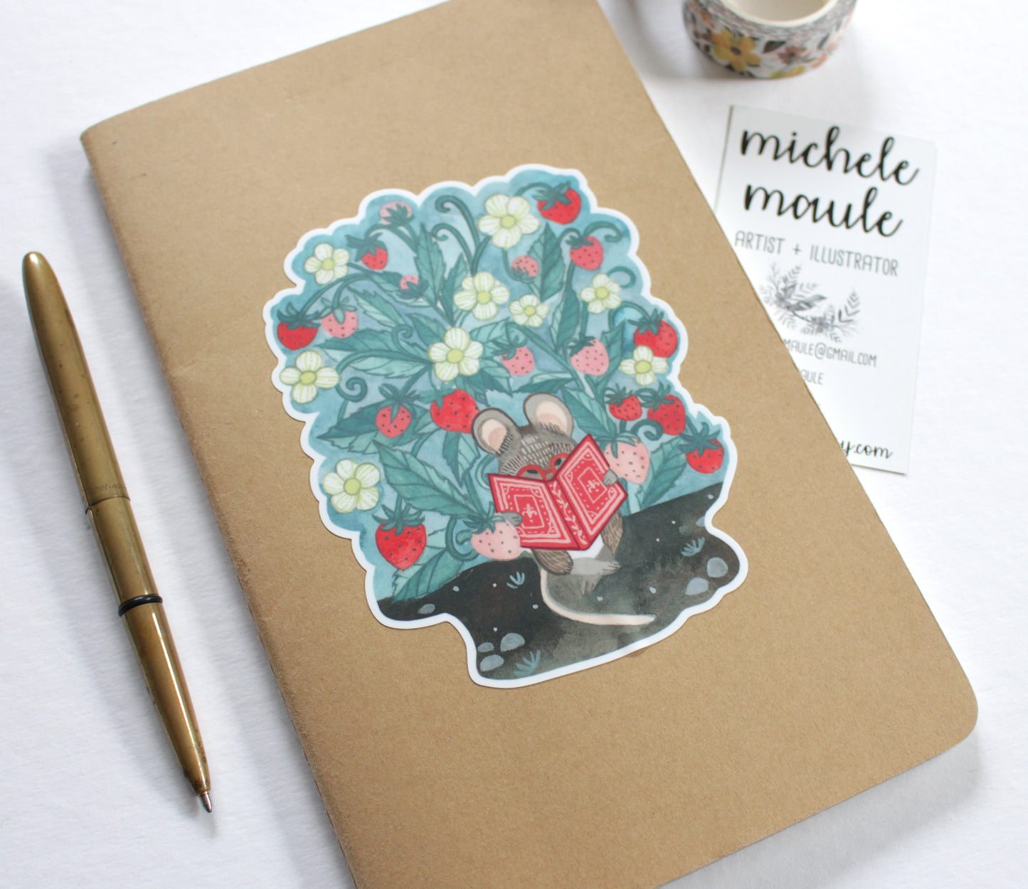 Large Vinyl Sticker - Little Mouse Reading in Her Garden