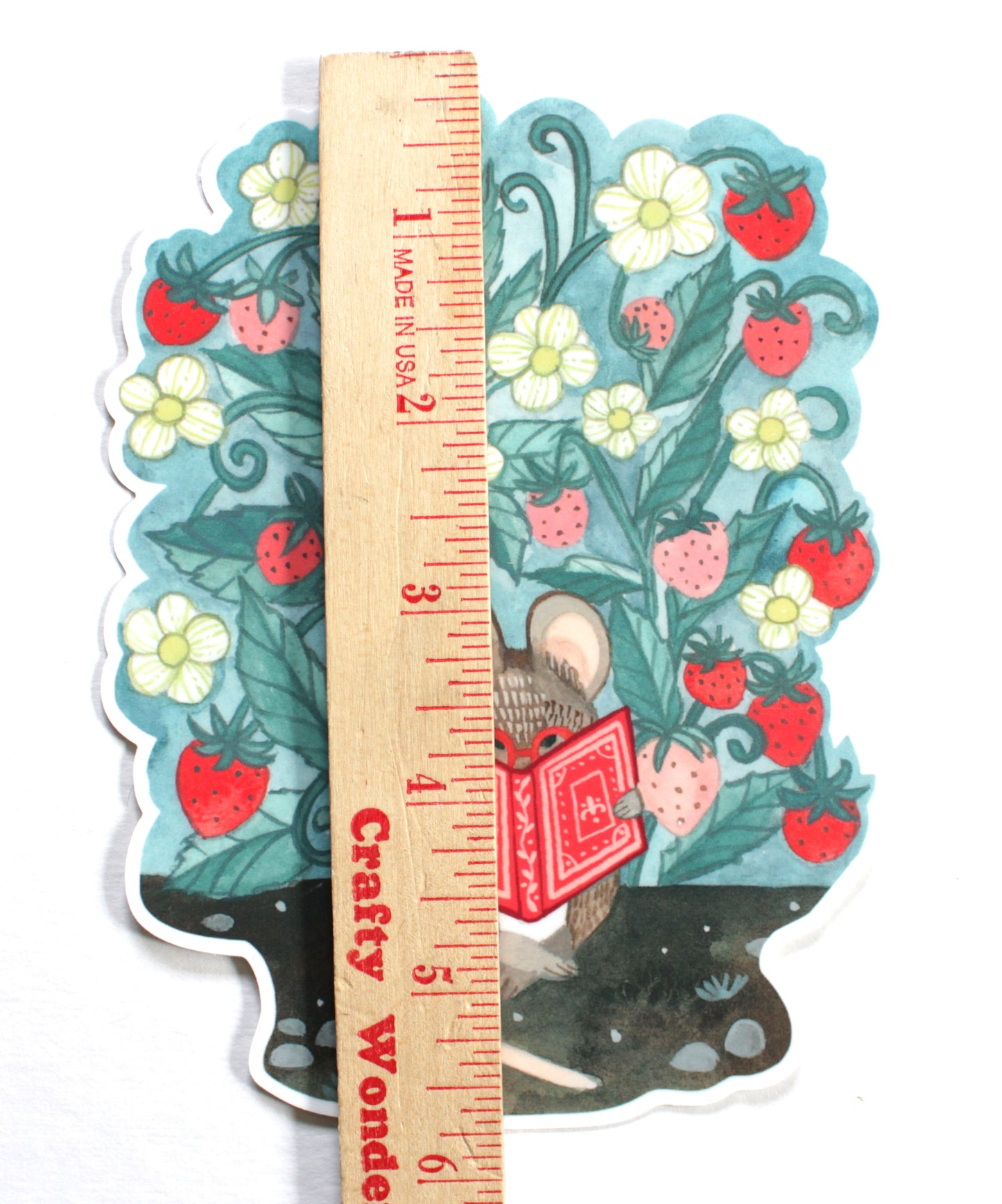 Large Vinyl Sticker - Little Mouse Reading in Her Garden