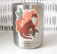 Adorable Red Fox Sticker surrounded by Peonies, Laptop Sticker