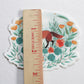 Hand Illustrated Red Fox with Nasturtium and Poppies Vinyl Sticker