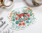 Hand Illustrated Red Fox with Nasturtium and Poppies Vinyl Sticker