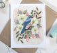 Springtime Blooms - Scrub Jay with Dogwood Blossoms Drawing - 8x10 Wall Decor Print